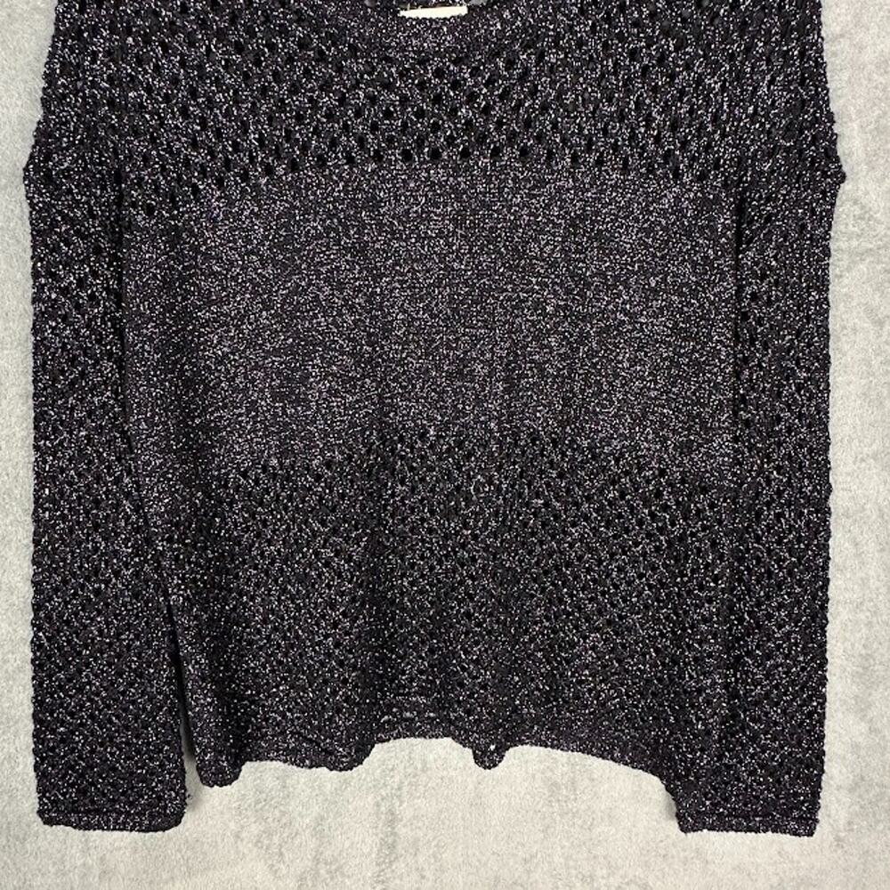 Anthropologie Pilcro Sweater Womens Extra Small Black Metallic Open Knit Party - Picture 4 of 12